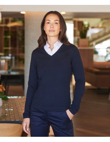 H-H721-Ladies Lightweight V-Neck Jumper